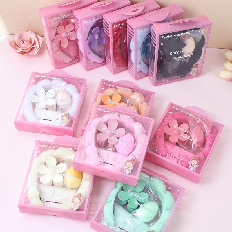 Hair Care Gift Set - 5pcs/set Headband Wristbands for Girls Flower