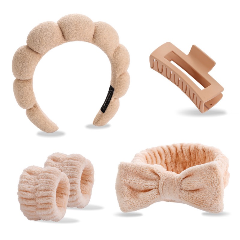 Hair Care Gift Set - 5pcs/Set Spa Headband Wristband Set with