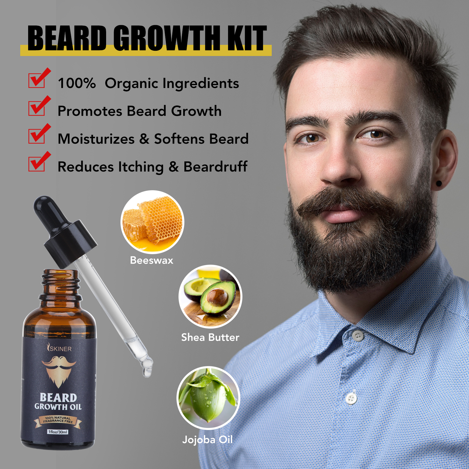 Beard Growth Kit For Men Barbe - Hair Care Frizzy Hair recension och pris