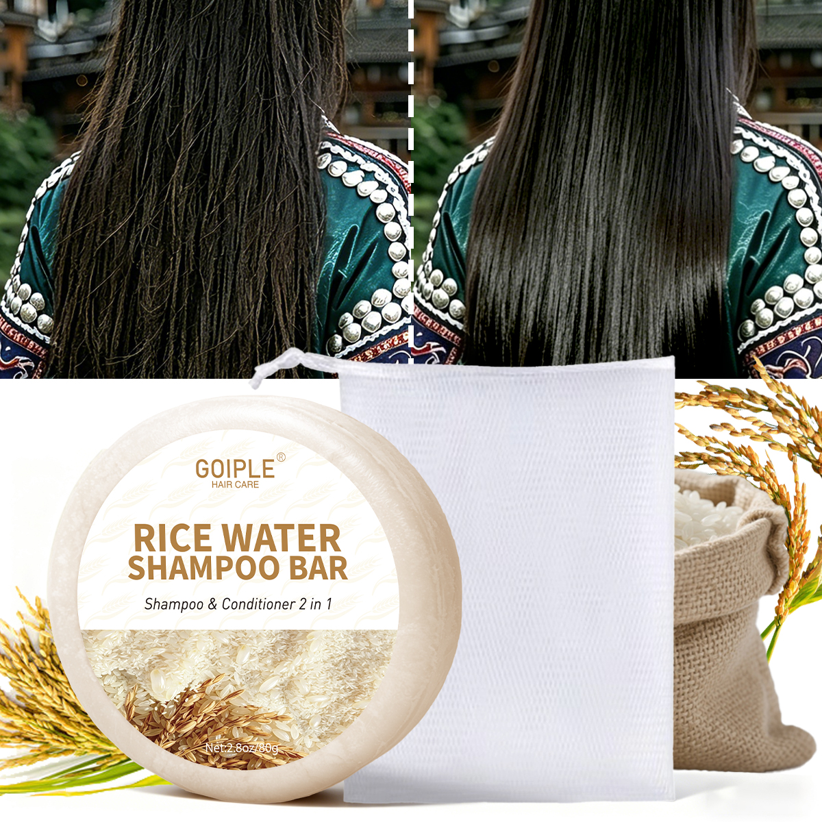 GOIPLE 80g Rice Water Hair Soa - Hair Care Natural Ingredients recension och pris