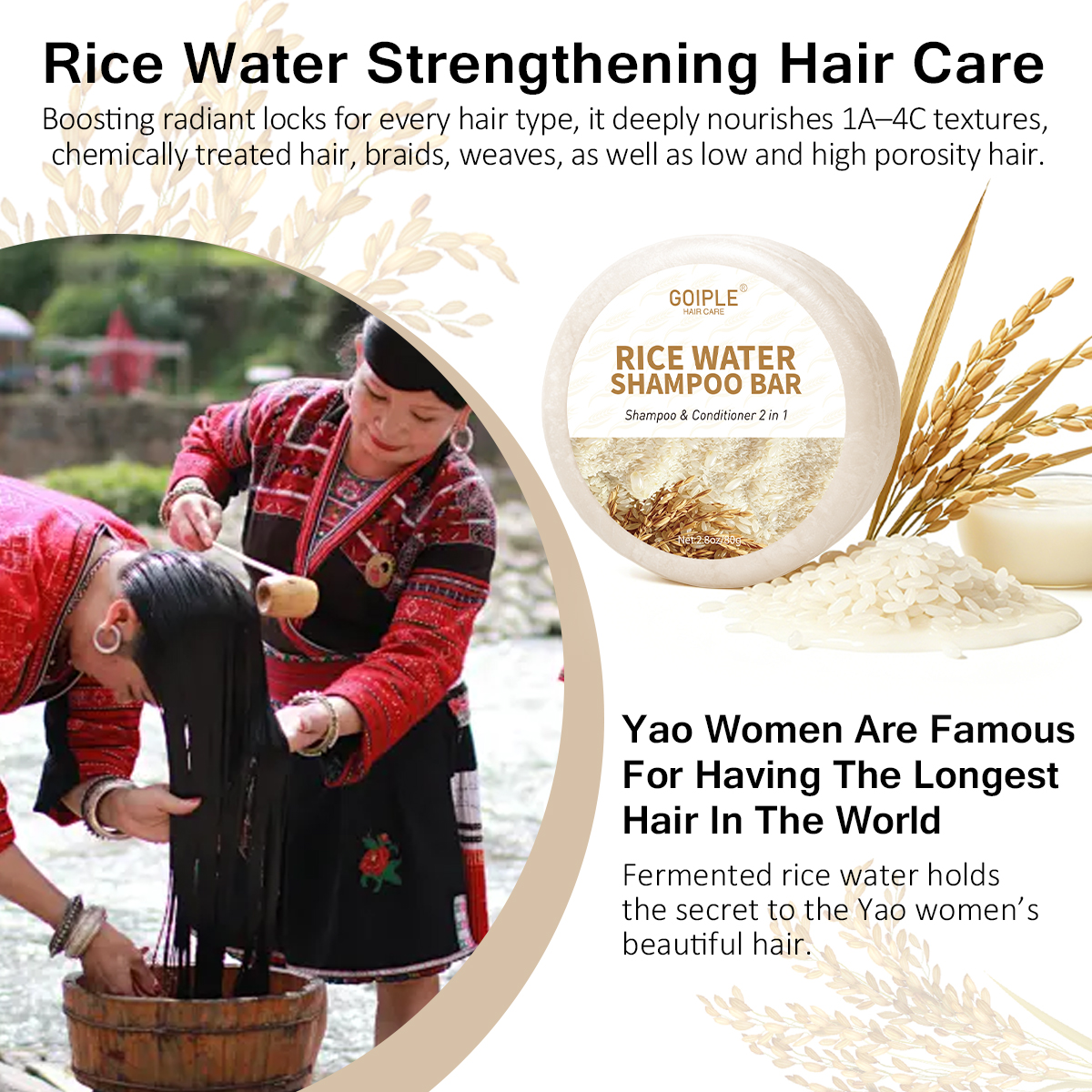 GOIPLE 80g Rice Water Hair Soa - Hair Care Natural Ingredients recension och pris