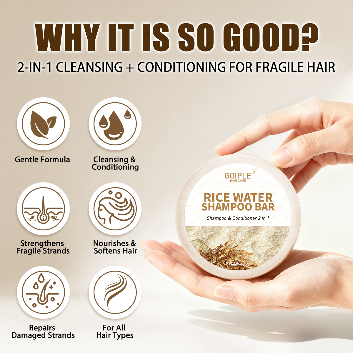 GOIPLE 80g Rice Water Hair Soa - Hair Care Natural Ingredients recension och pris