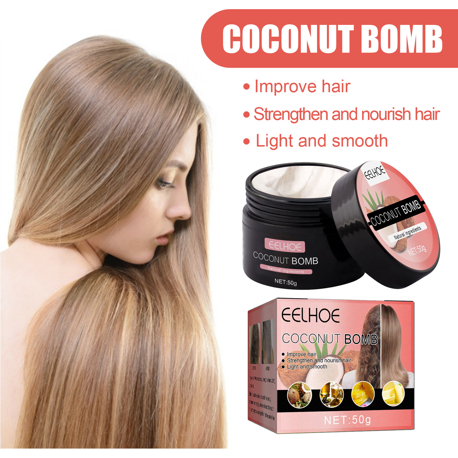Coconut Bomb Nourishing Hair M - Hair Care Frizzy Hair recension och pris