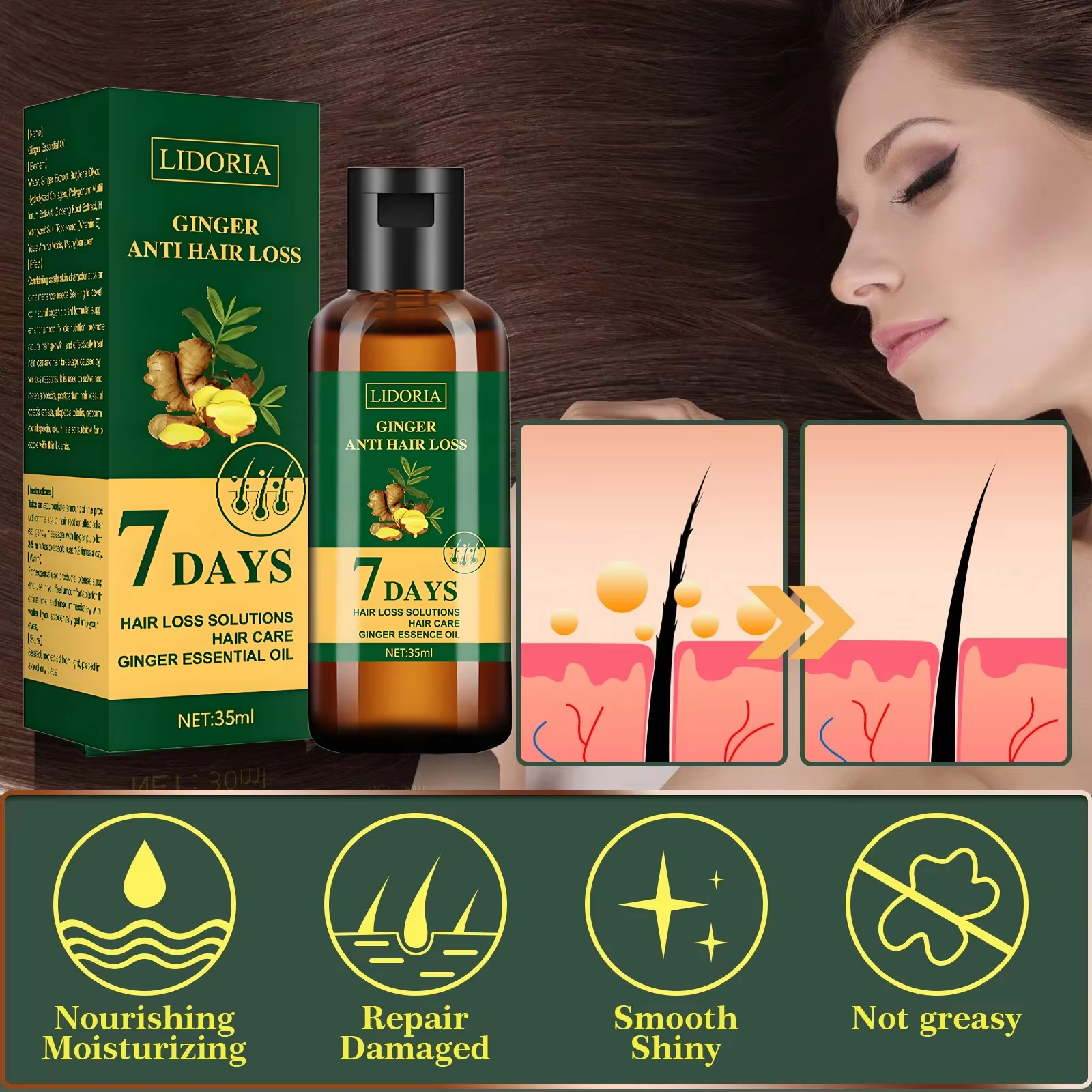 Ginger Hair Growth Essential O - Hair Care Essential Oil Atomizing recension och pris