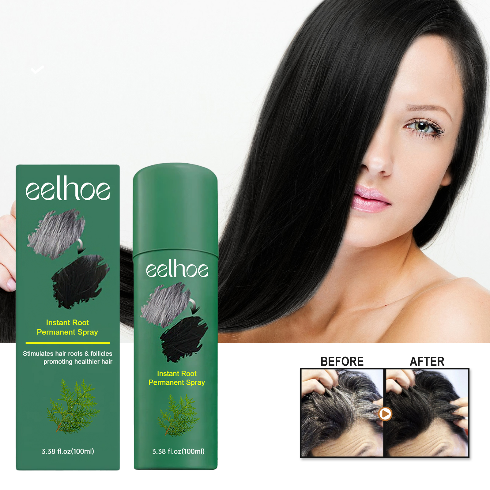 Eelhoe Black Hair Spray Promot - Hair Care Natural Ingredients recension och pris