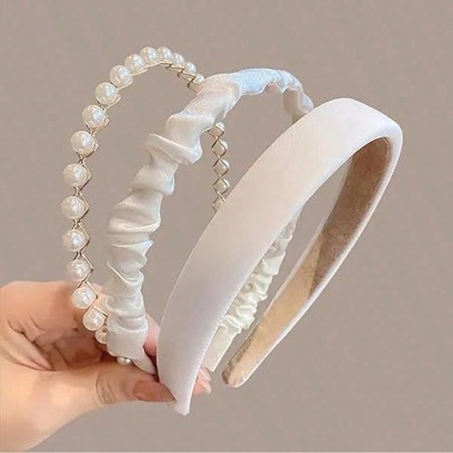 3Pcs White Pearl Ruffled Headb - Hair Care Gift Set recension och pris