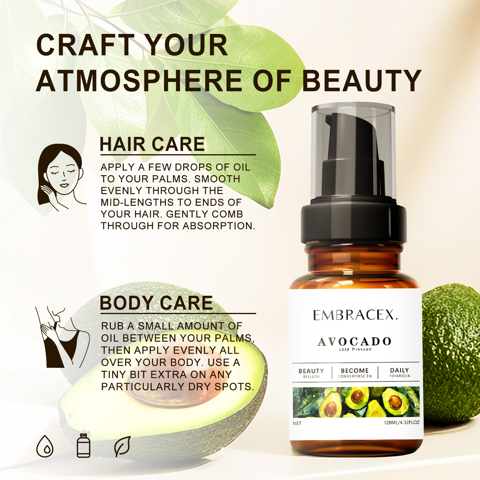 128ml Avocado Oil Carrier Oils - Hair Care Natural Ingredients recension och pris